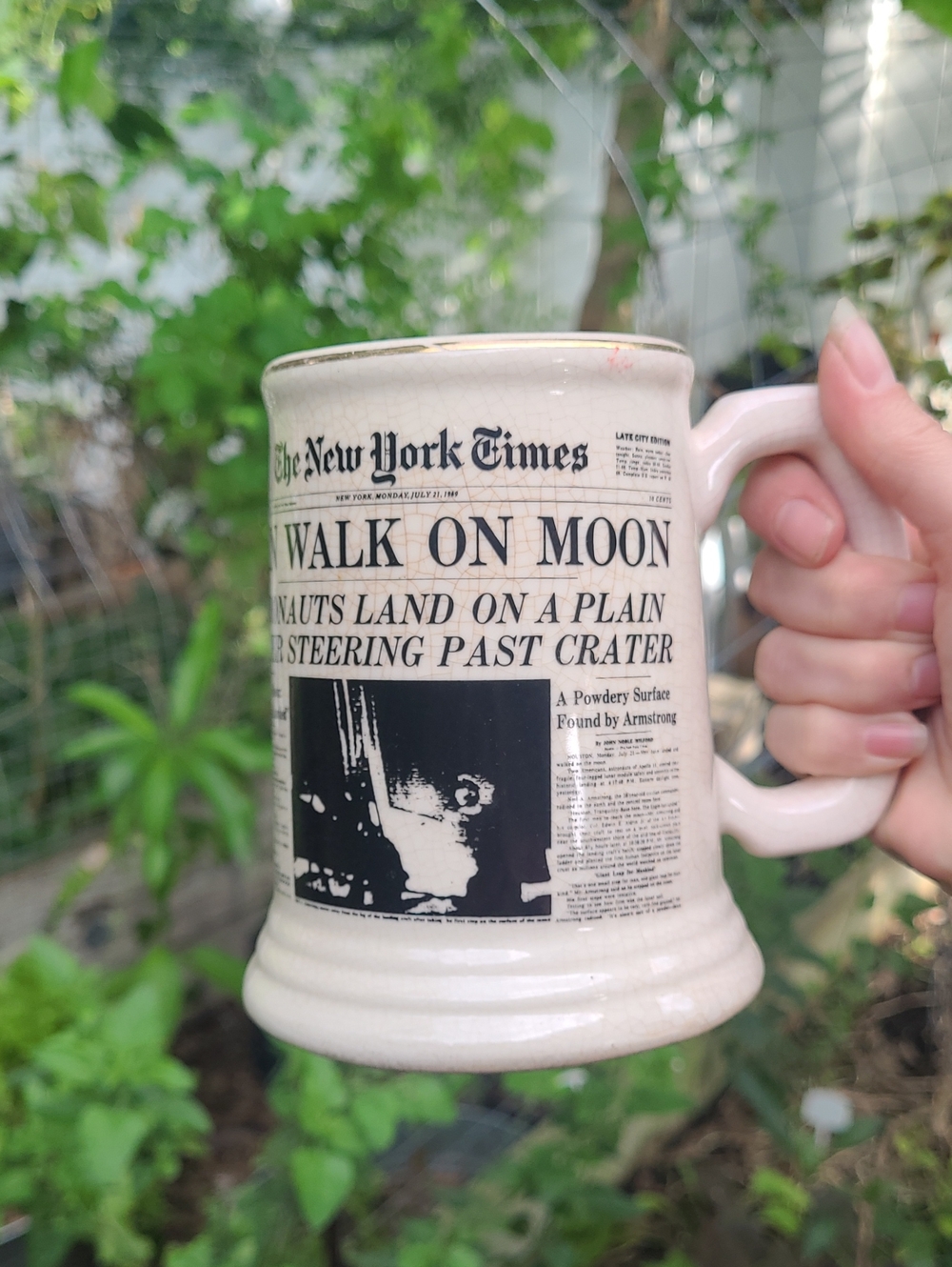 New York Times 'Walk on Moon' Ceramic Mug - White